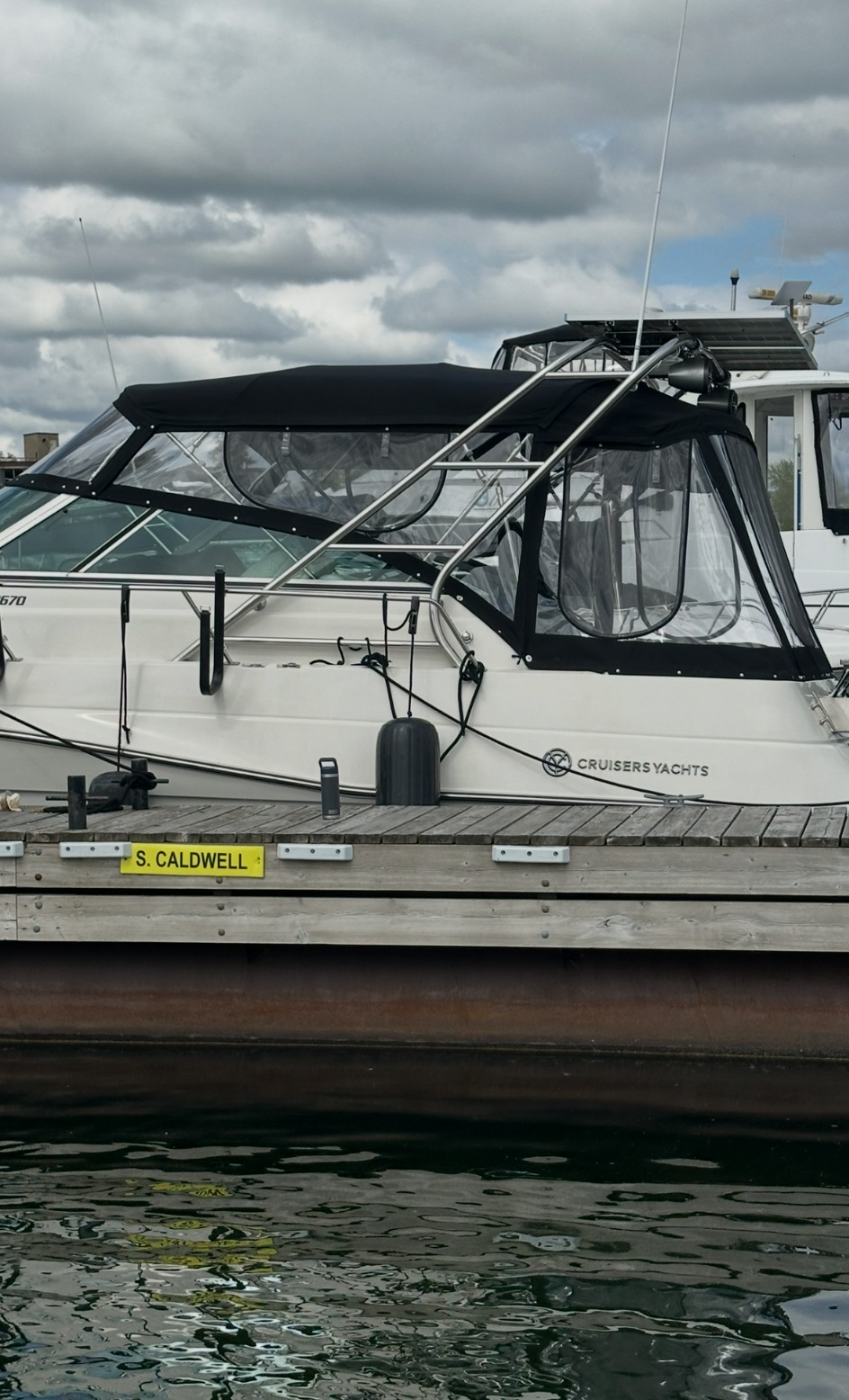 Island Canvas Camper Back enclosure on a power boat